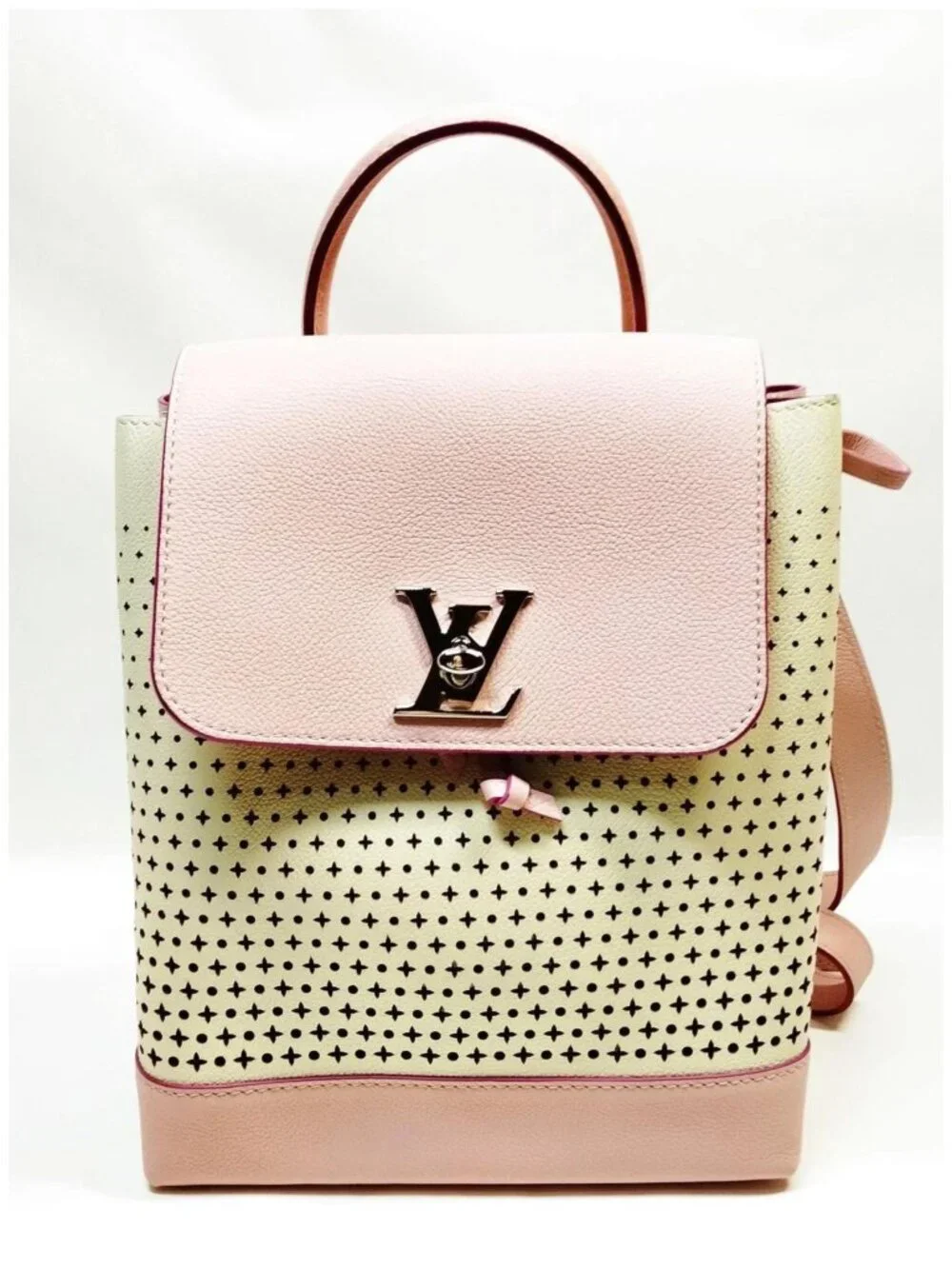 Authentic Louis Vuitton Lockme Pink Perforated Backpack